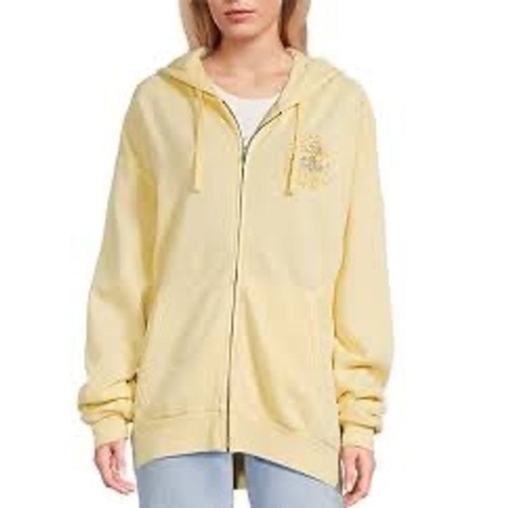 Tommy Hilfiger Sport Womens Small Yellow Full Zip Up‎ Hoodie Sweatshirt